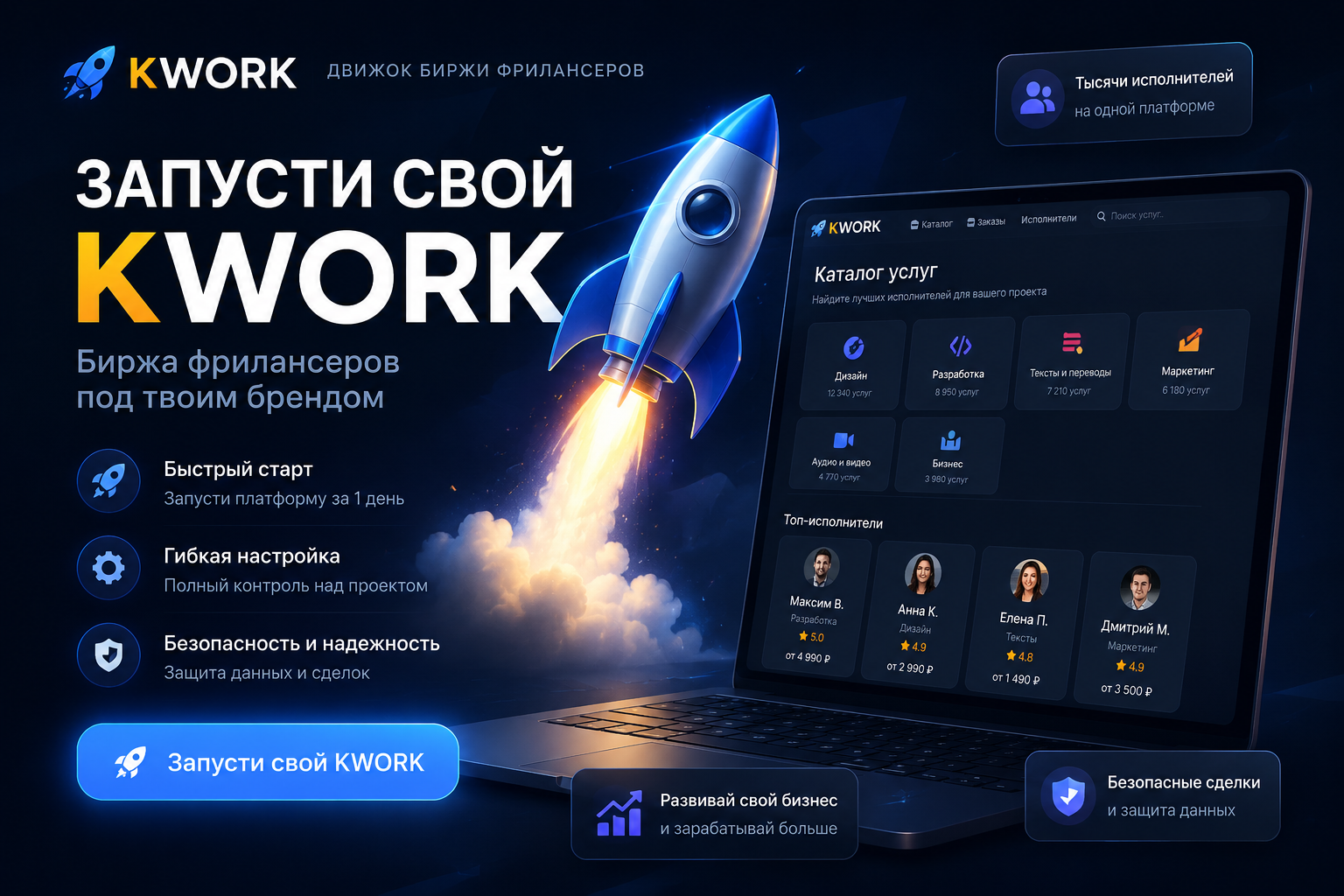 Готовый движок фриланс-биржи для бизнеса: запустите свою платформу услуг за считанные дни