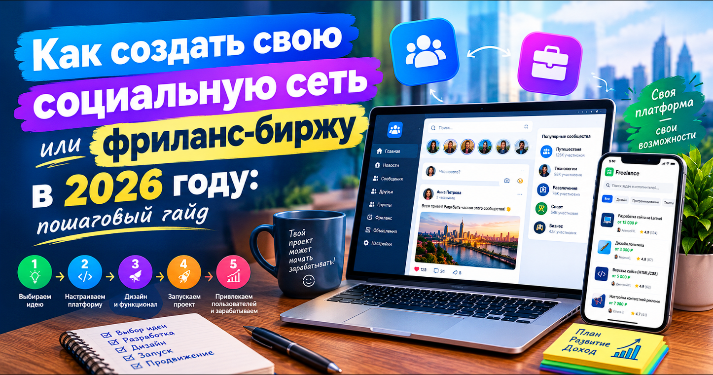Как создать свою социальную сеть или фриланс-биржу в 2026 году: пошаговый гайд
