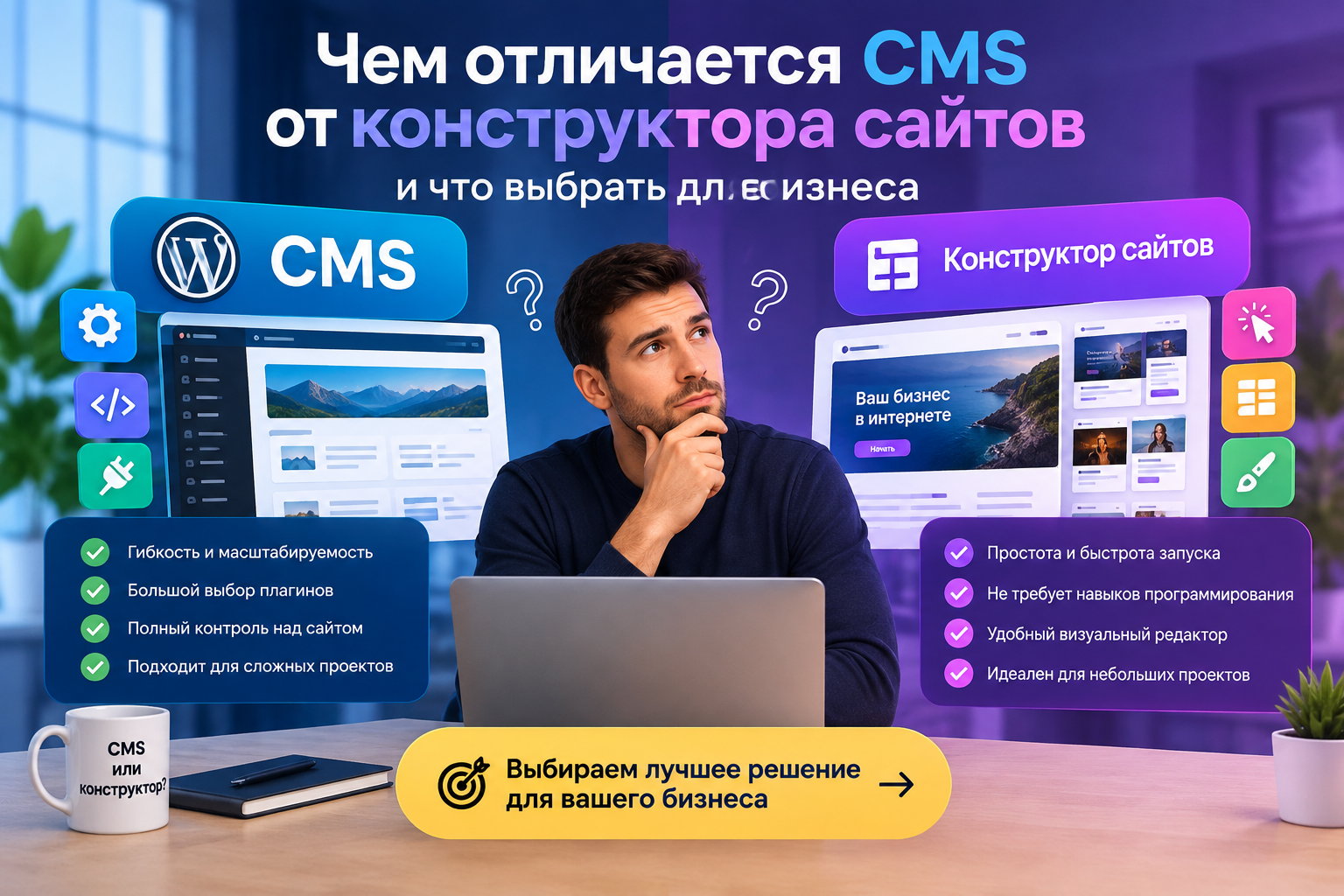 Чем отличается CMS от конструктора сайтов и что выбрать для бизнеса