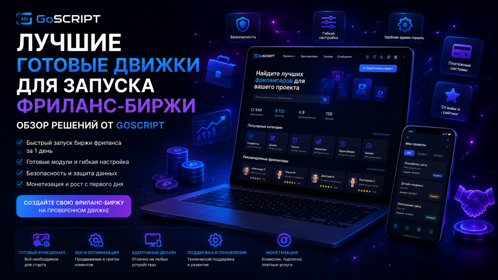 Лучшие готовые движки для запуска фриланс-биржи: обзор решений от GoScript