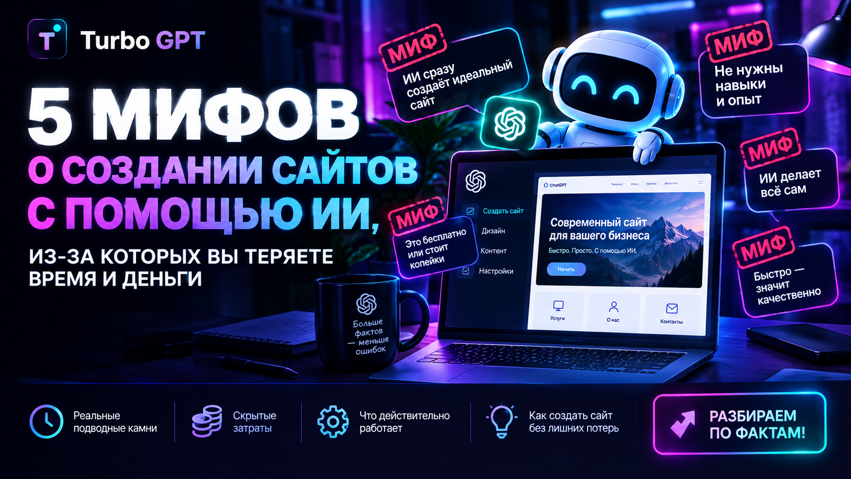 5 мифов о создании сайтов с помощью ИИ, из-за которых вы теряете время и деньги