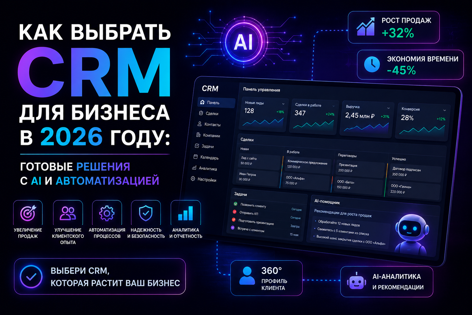 Как выбрать CRM для бизнеса в 2026 году: готовые решения с AI и автоматизацией