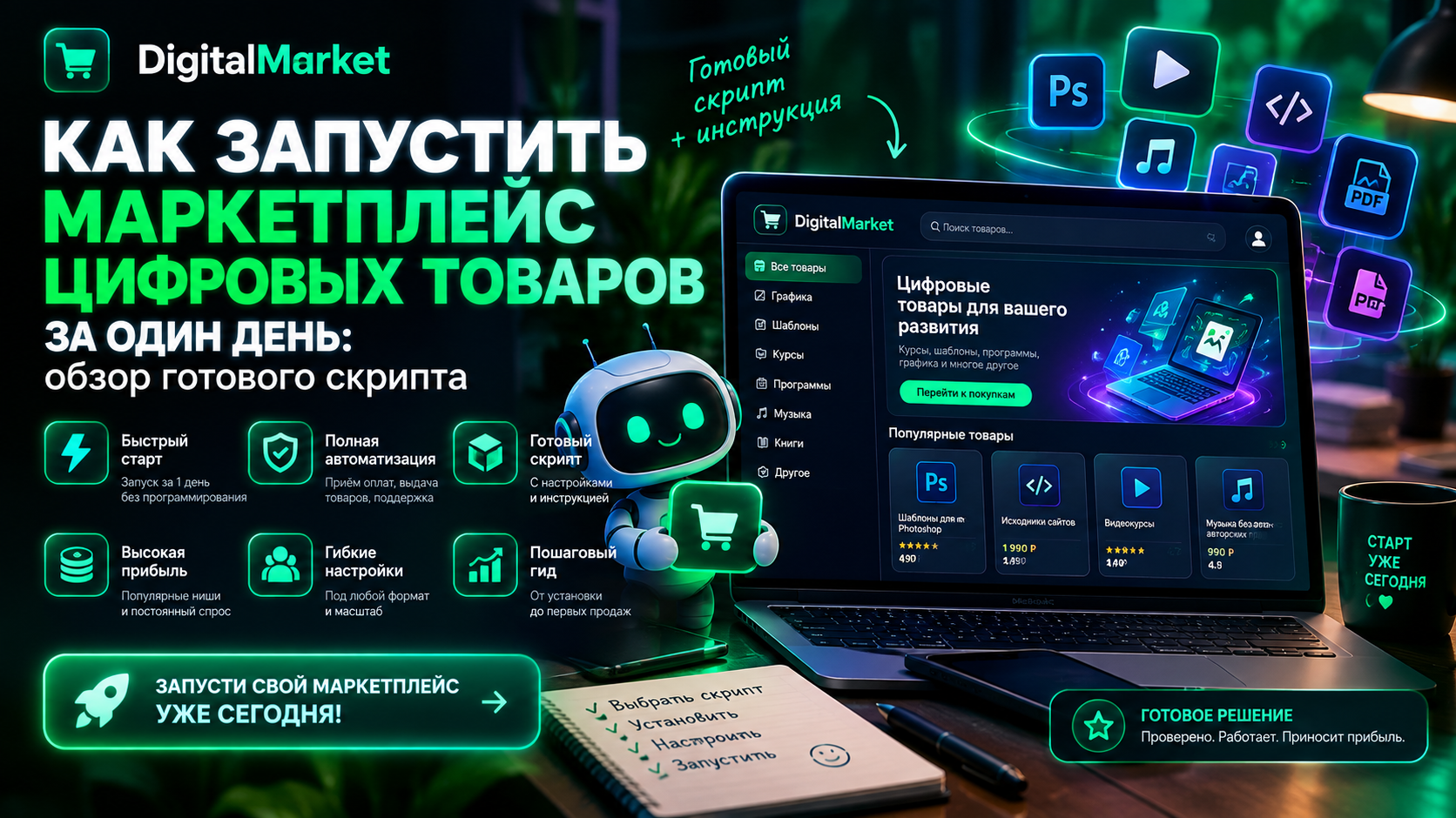 Как запустить маркетплейс цифровых товаров за один день: обзор готового скрипта