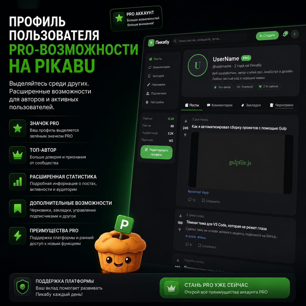 Пикабу — готовая социальная сеть (аналог Пикабу) с полным набором функций