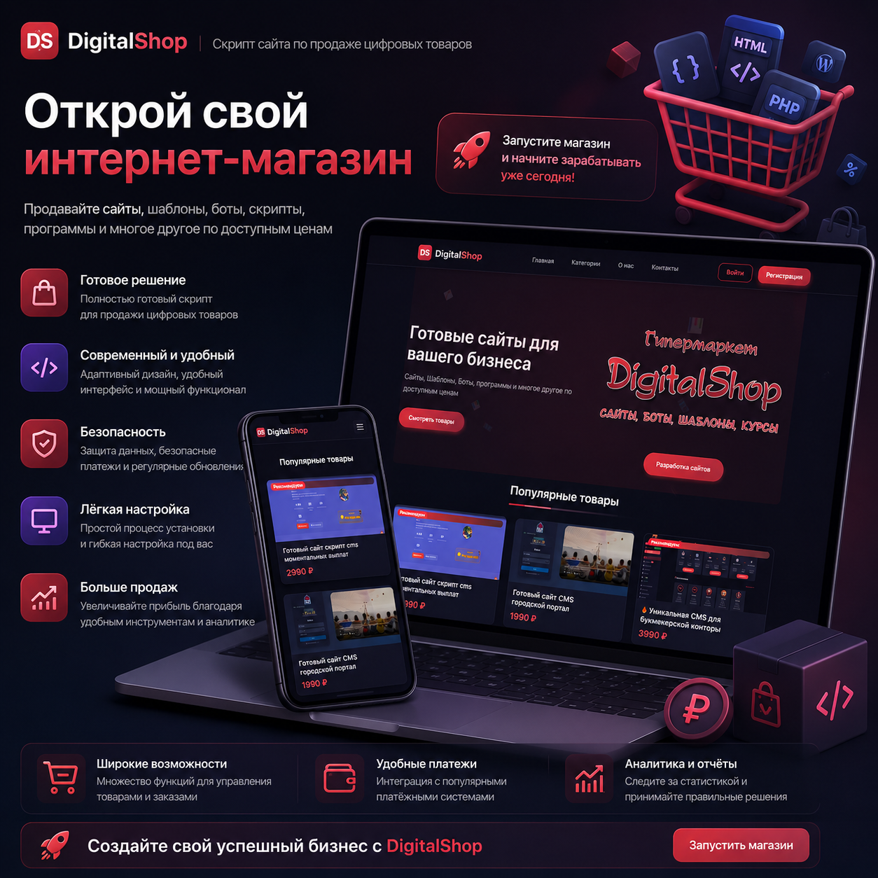 Скрипт сайта по продаже цифровых товаров