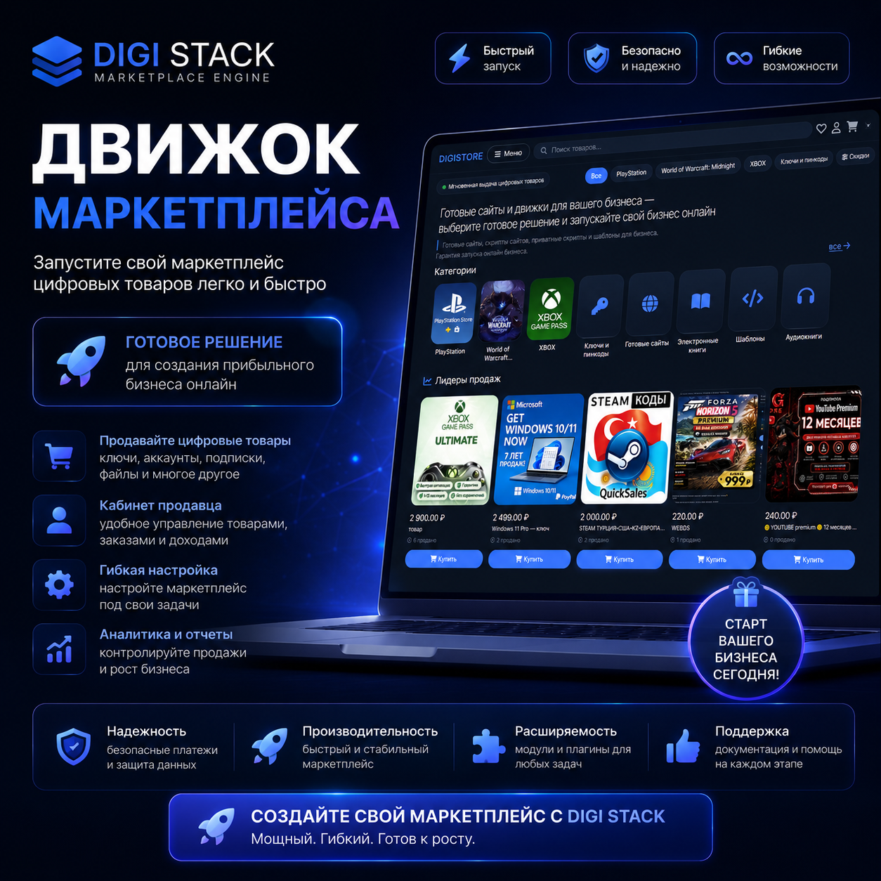 DIGISTACK Маркетплейс интернет магазин по продаже курсов , цифровых товаров, ключей