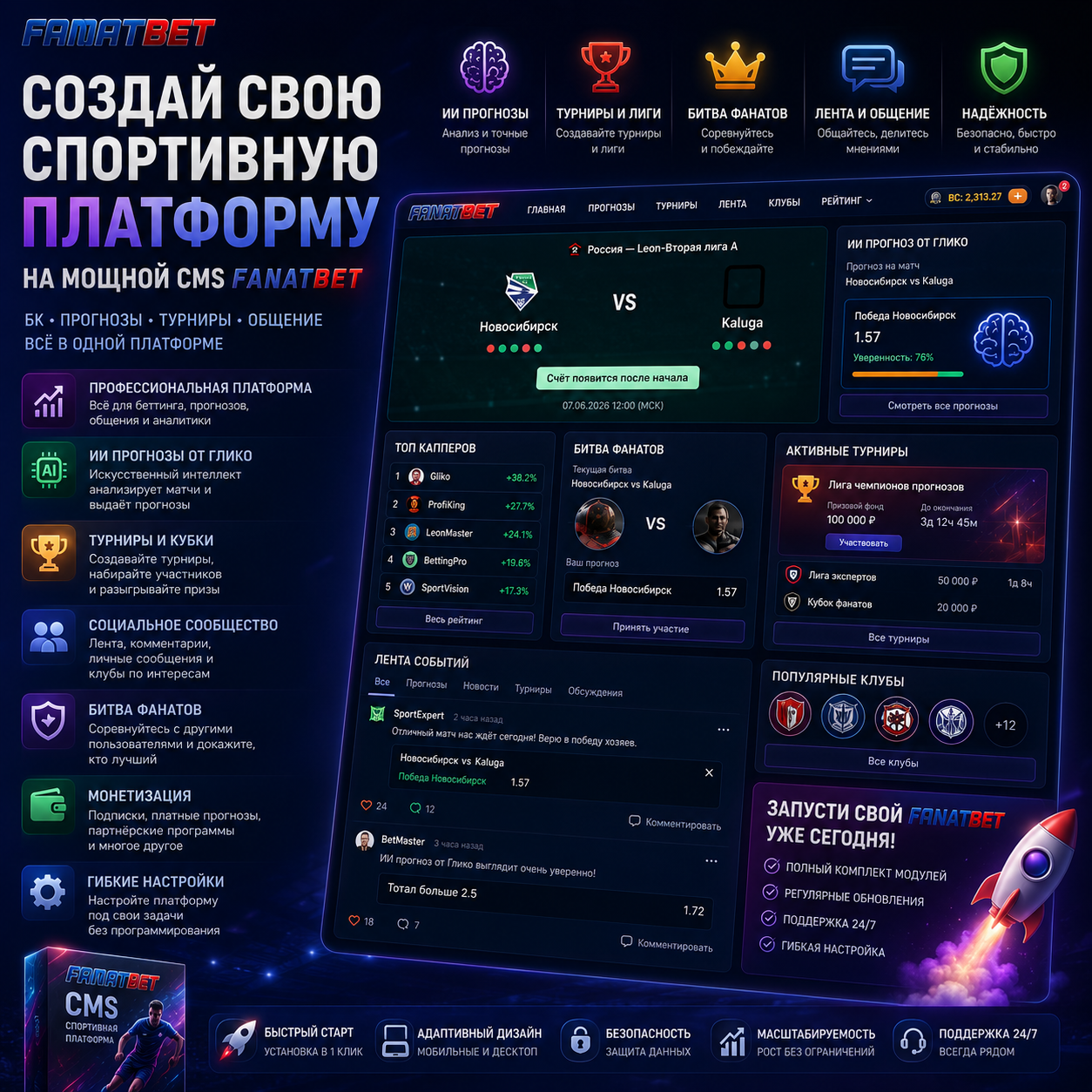 FANATBET CMS — социальная спортивная платформа с прогнозами и турнирами