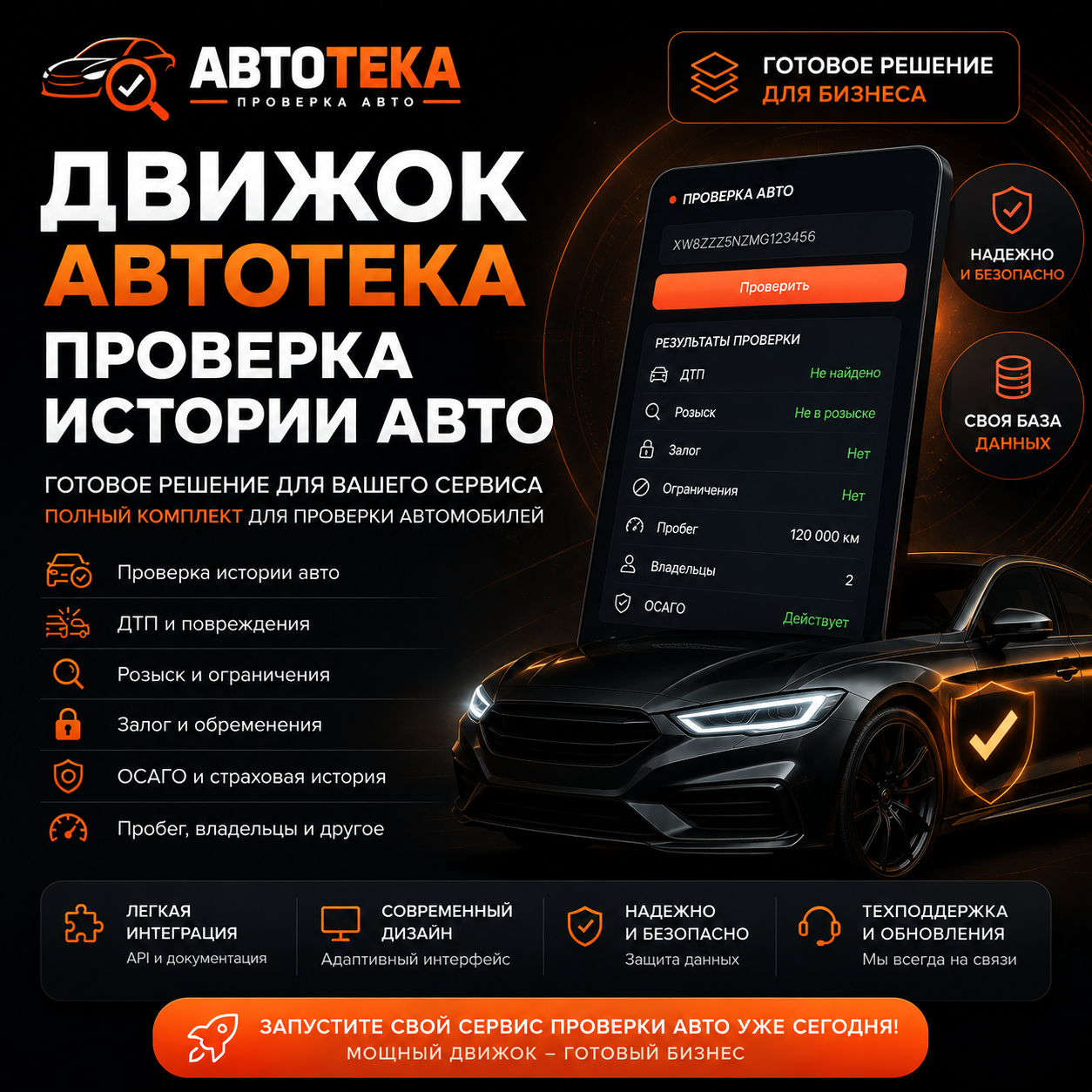 Готовый сайт проверки авто по VIN и госномеру — аналог Автотеки  с админкой, оплатой и API ГИБДД (PHP + MySQL)