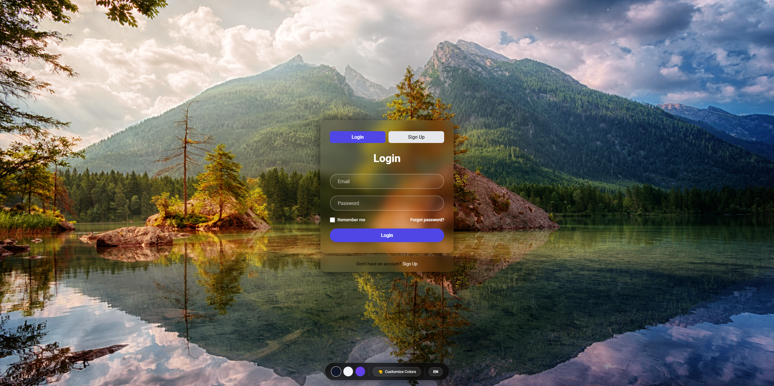 Glass Auth Template — 2FA + 10 языков